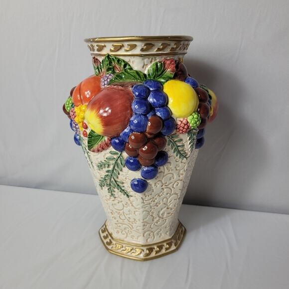 Fitz and Floyd Vintage Vase Venezia Fruit Harvest - Picture 1 of 5